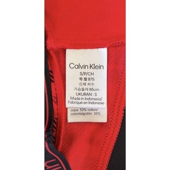 Calvin Klein Modern Cotton Holiday Red Plaid Unlined Bralette Size S NWT $30 - Picture 3 of 3